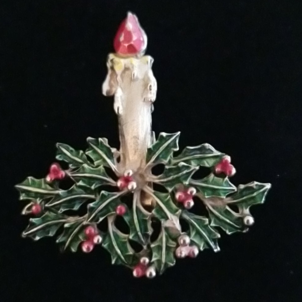 1960s Vintage Christmas Candle Pin